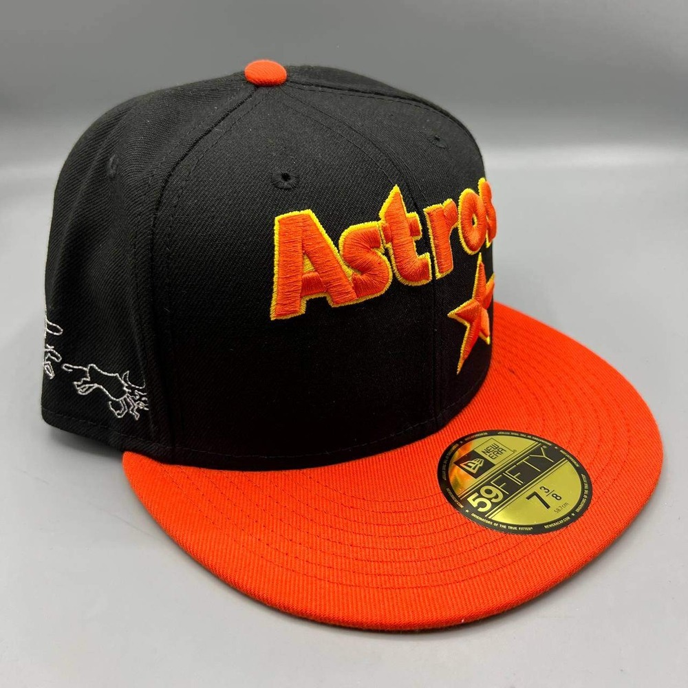 Houston Astros Hat Men 7 3/8 Black Yellow 59Fifty New‎ Era MLB Fitted Cap